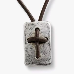 James Avery Leather Cross Shield Necklace
